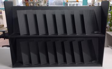 2tlg Prospektständer  2x 9 A4 Fächer, 2x (112 x 39 x 22 cm), schwarz stapelbar